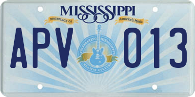 MS license plate APV013