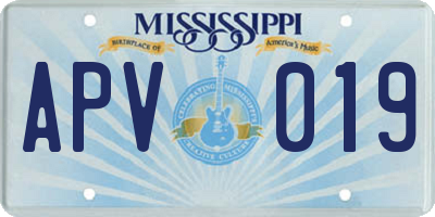 MS license plate APV019