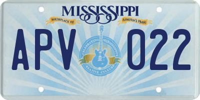 MS license plate APV022
