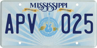 MS license plate APV025