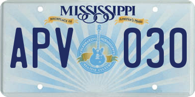 MS license plate APV030