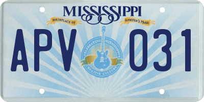 MS license plate APV031