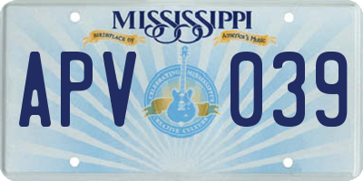 MS license plate APV039