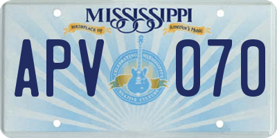 MS license plate APV070