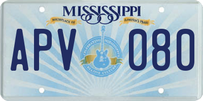 MS license plate APV080