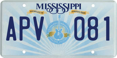 MS license plate APV081
