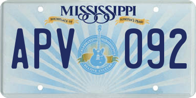 MS license plate APV092
