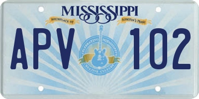 MS license plate APV102