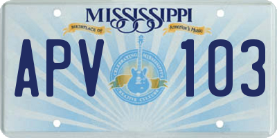 MS license plate APV103