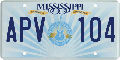 MS license plate APV104