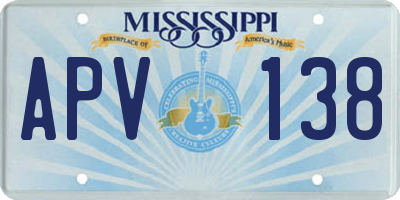 MS license plate APV138