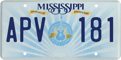 MS license plate APV181