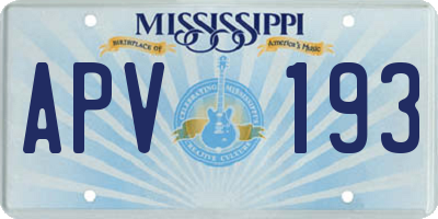 MS license plate APV193
