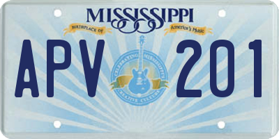 MS license plate APV201