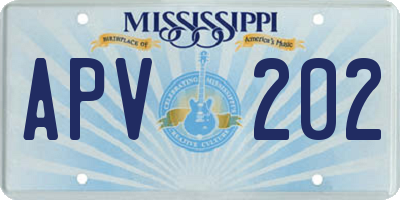 MS license plate APV202