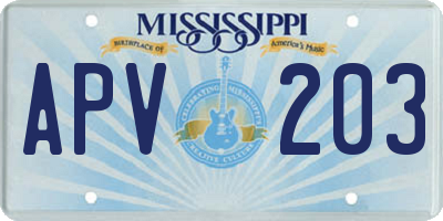 MS license plate APV203
