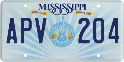 MS license plate APV204