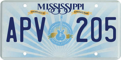 MS license plate APV205