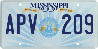 MS license plate APV209