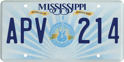 MS license plate APV214