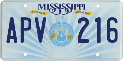 MS license plate APV216