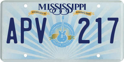 MS license plate APV217