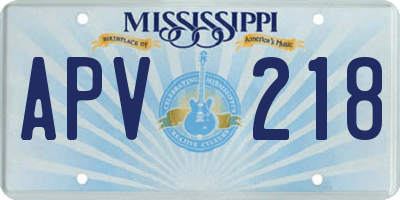 MS license plate APV218