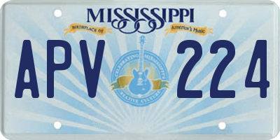 MS license plate APV224