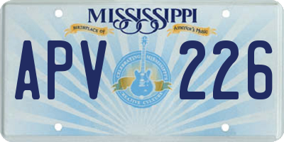 MS license plate APV226