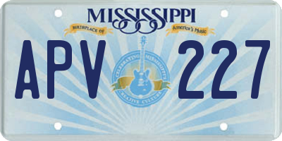 MS license plate APV227