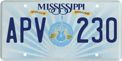 MS license plate APV230