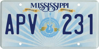 MS license plate APV231