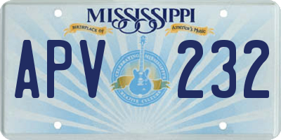 MS license plate APV232