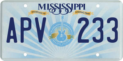 MS license plate APV233