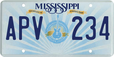 MS license plate APV234