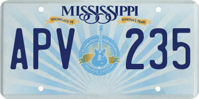 MS license plate APV235
