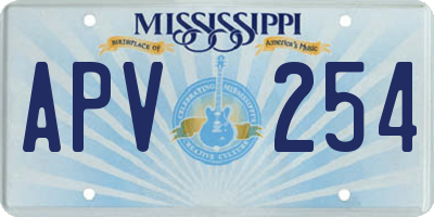 MS license plate APV254