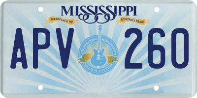 MS license plate APV260