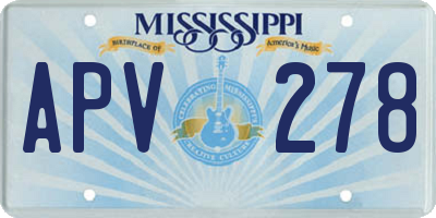 MS license plate APV278