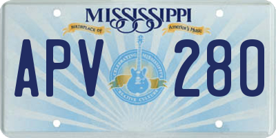 MS license plate APV280
