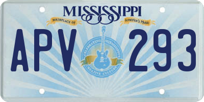 MS license plate APV293