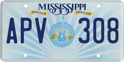 MS license plate APV308