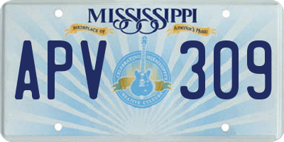 MS license plate APV309