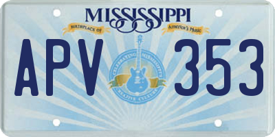 MS license plate APV353