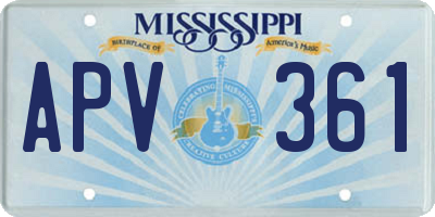 MS license plate APV361