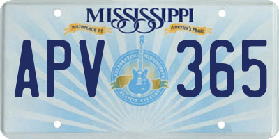 MS license plate APV365