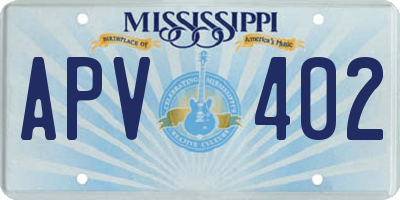 MS license plate APV402