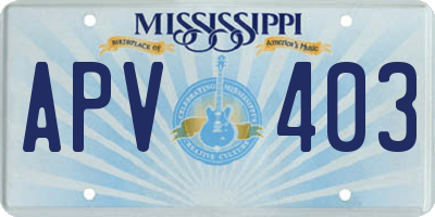 MS license plate APV403