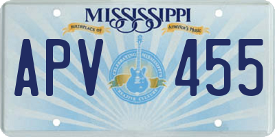 MS license plate APV455
