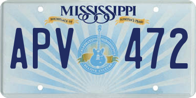 MS license plate APV472